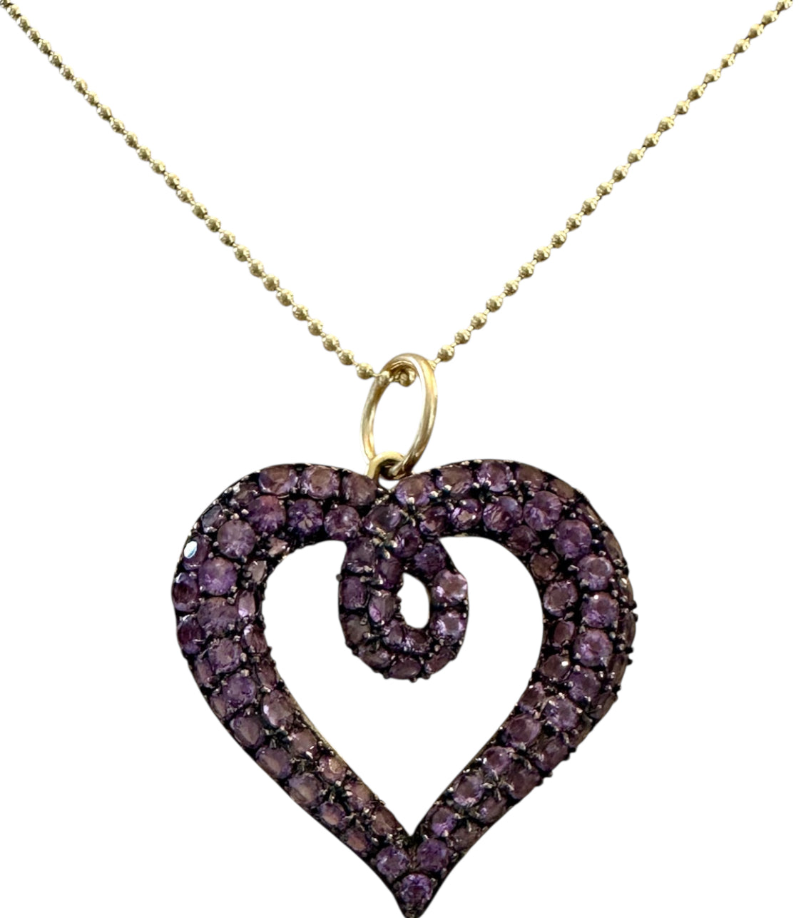 14KT Gold Vintage Amethyst Heart Charm