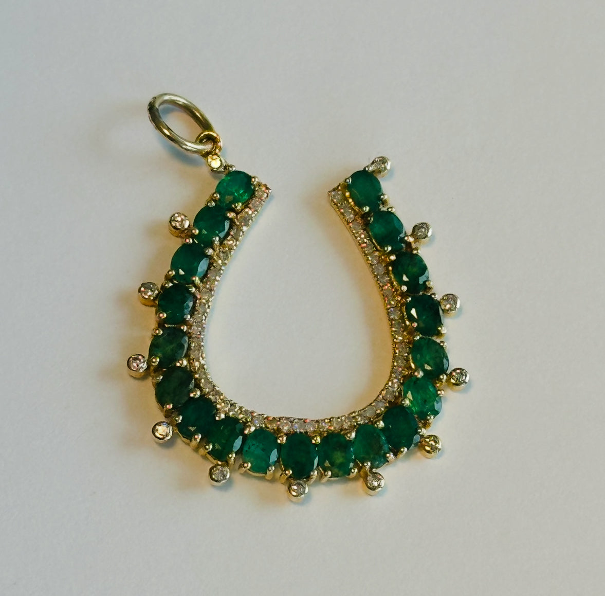 S.Row Designs Emerald Horseshoe Charm