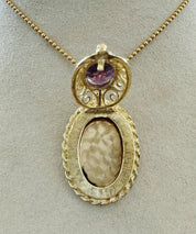 14KT Gold Vintage Amethyst Locket Charm.