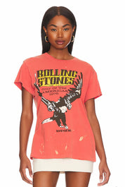 MadeWorn Rolling Stones Crew Tee in Rose