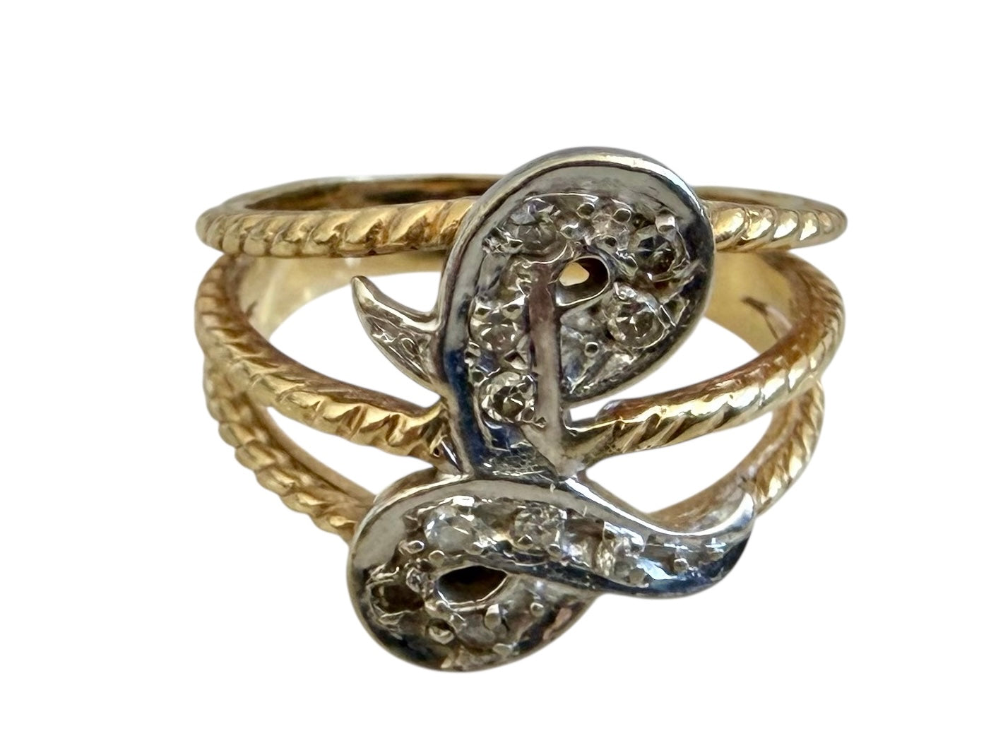Vintage 14KT Gold & Diamond Initial L Ring
