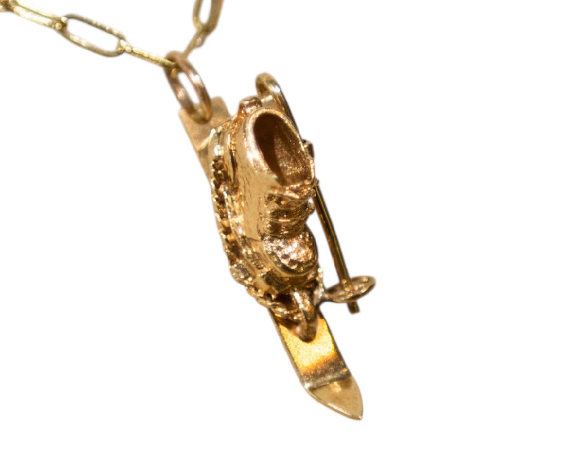 14KT Gold Vintage Ski Charm