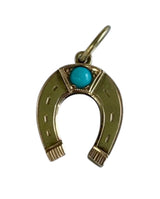 Vintage 14KT Gold Turquoise Horseshoe Charm