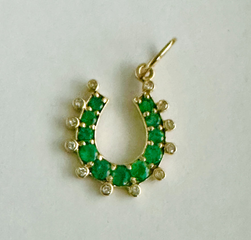 S.Row Designs Emerald & Diamond Horseshoe Charm