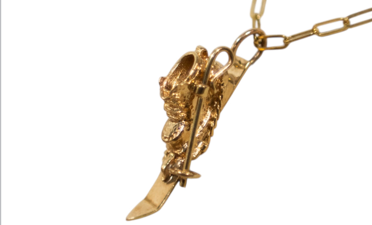14KT Gold Vintage Ski Charm