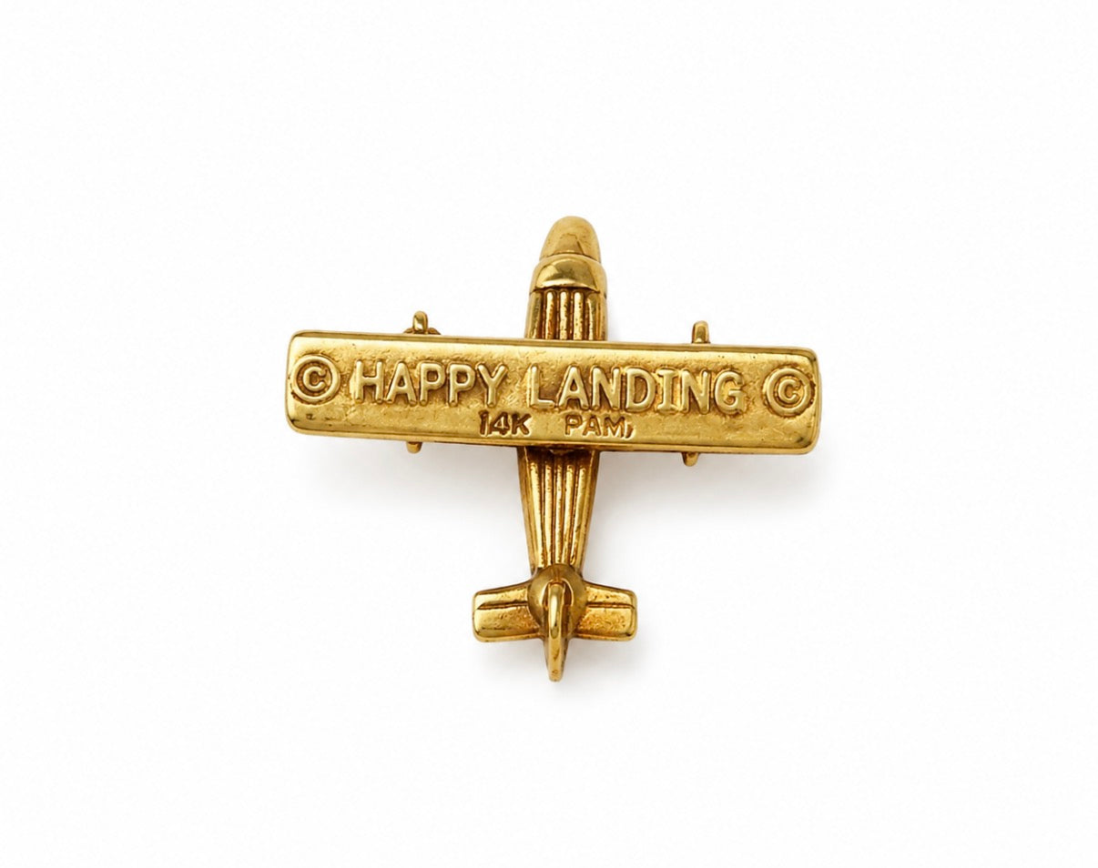 14KT Gold Happy Landing Airplane Brooch