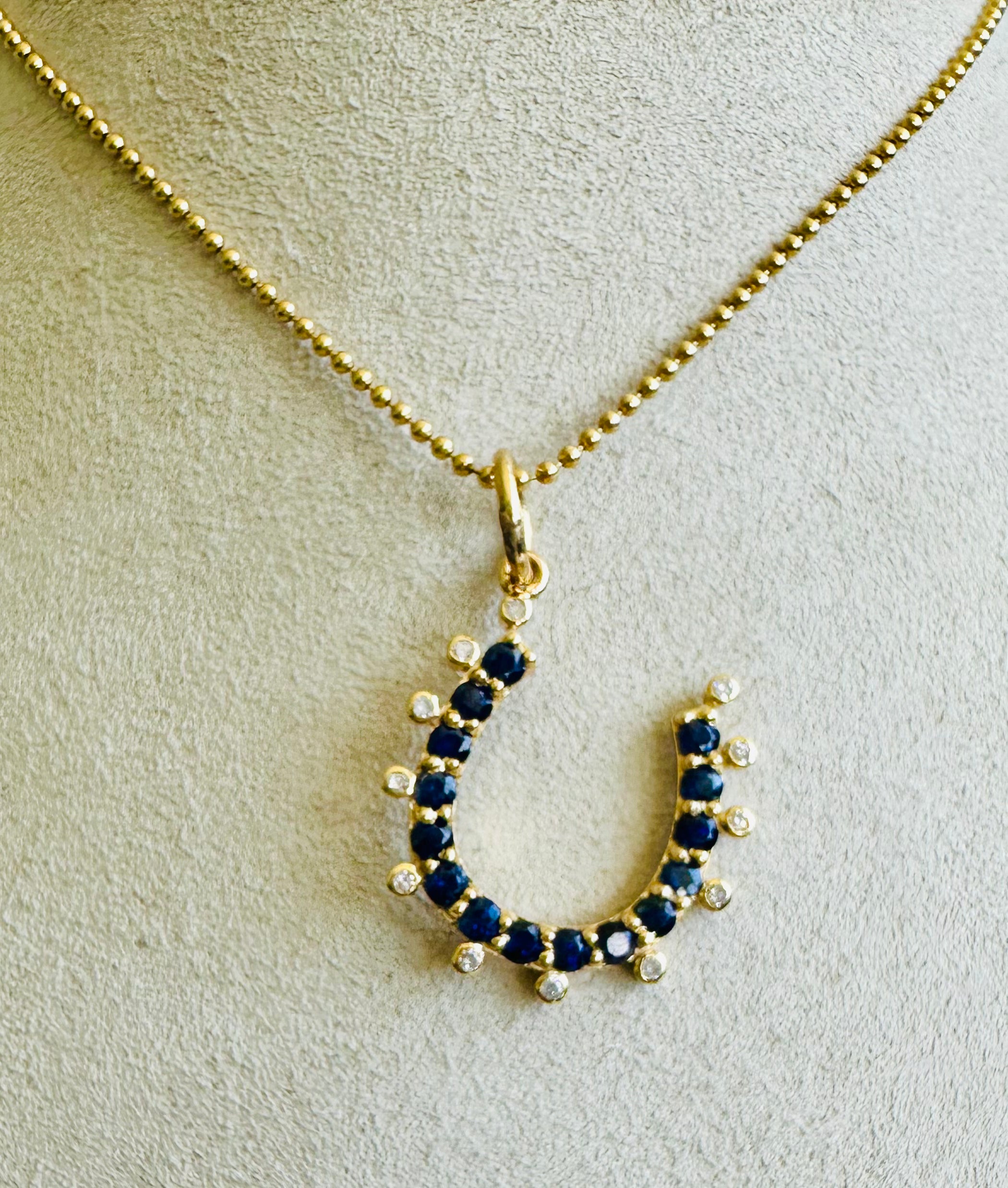 S.Row Designs Sapphire & Diamond Horseshoe Charm