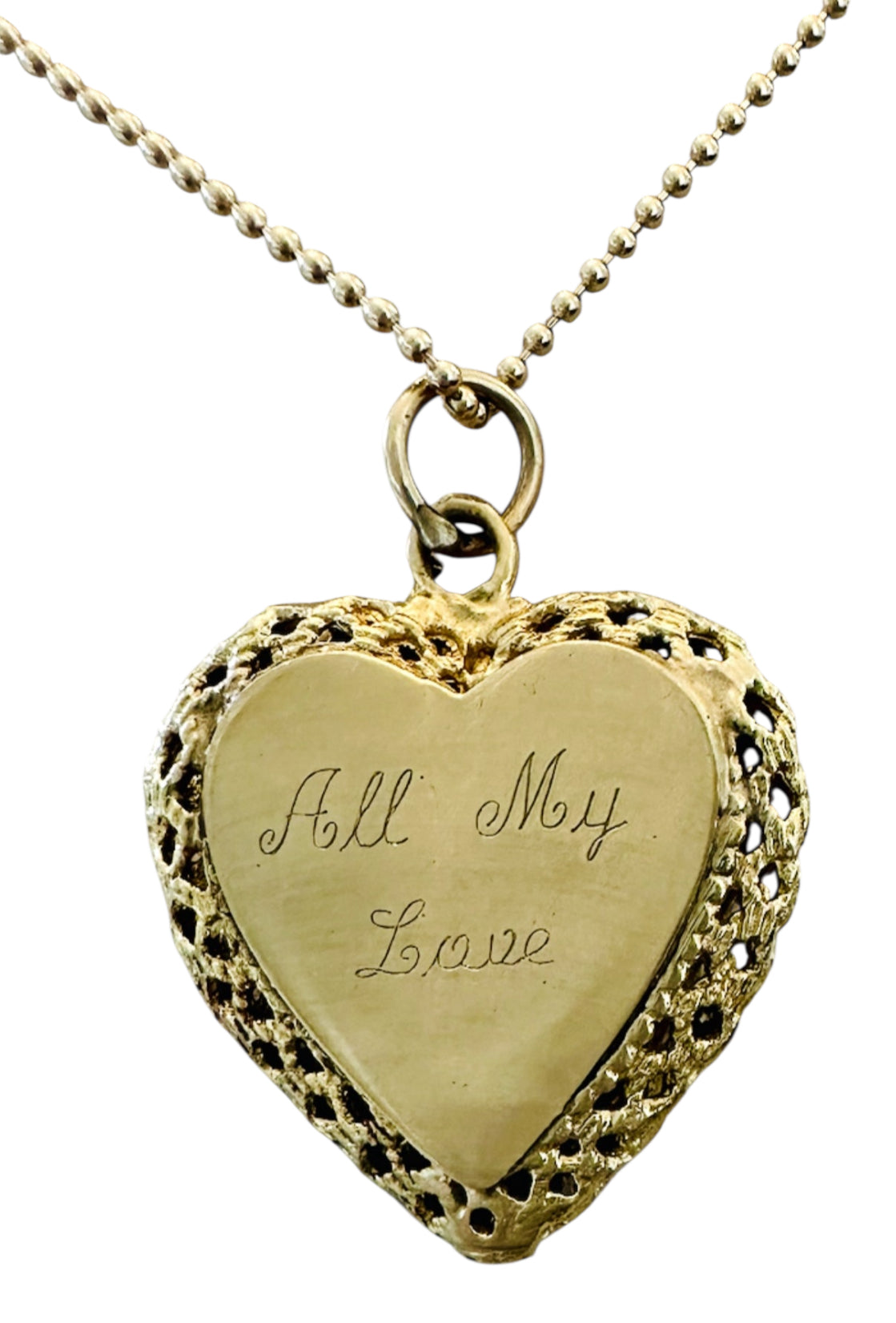 14KT Gold Vintage Ruby & Pearl Heart Charm