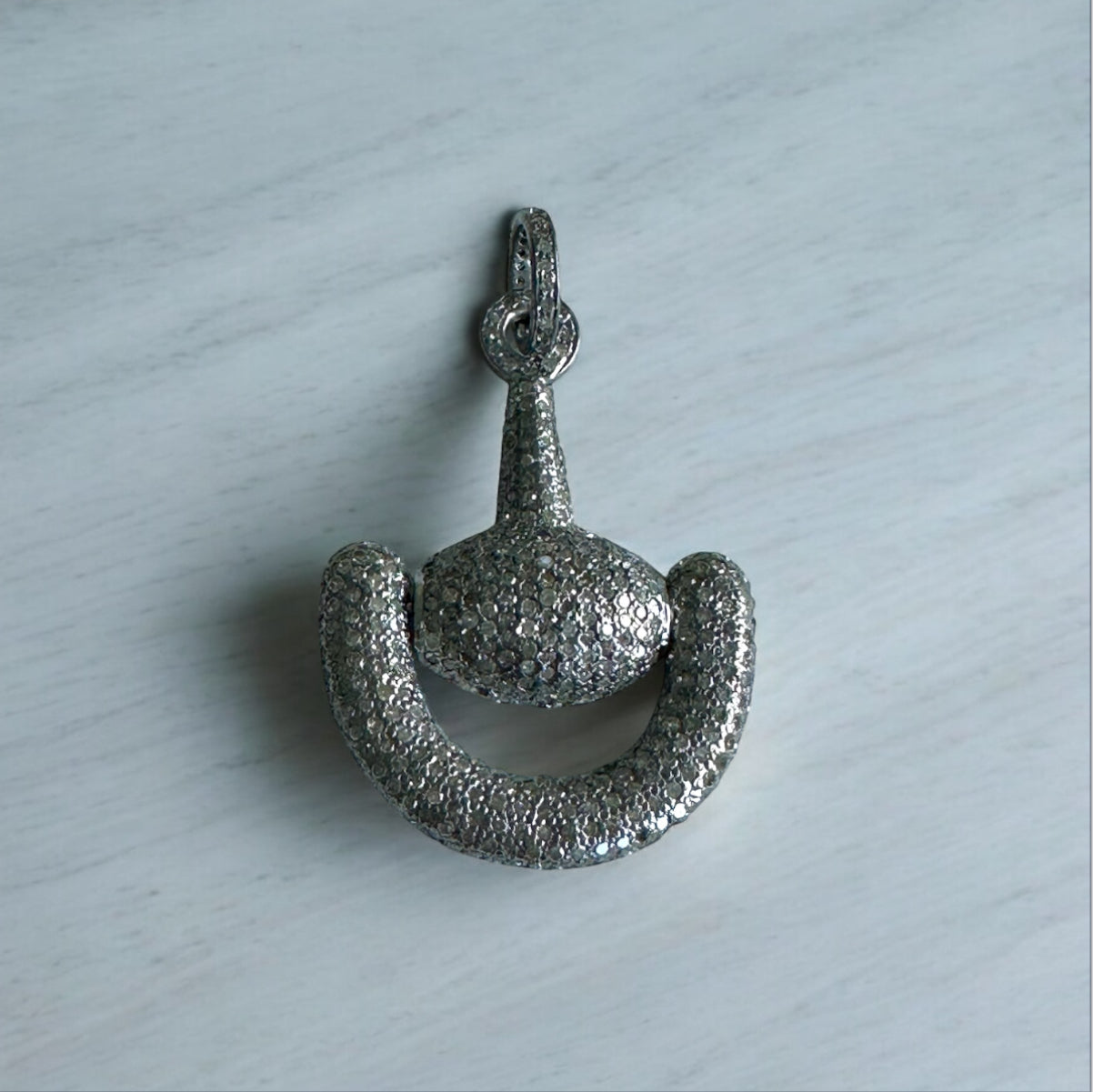 S.Row Designs Silver Pave & Diamond Horse Bit Pendant