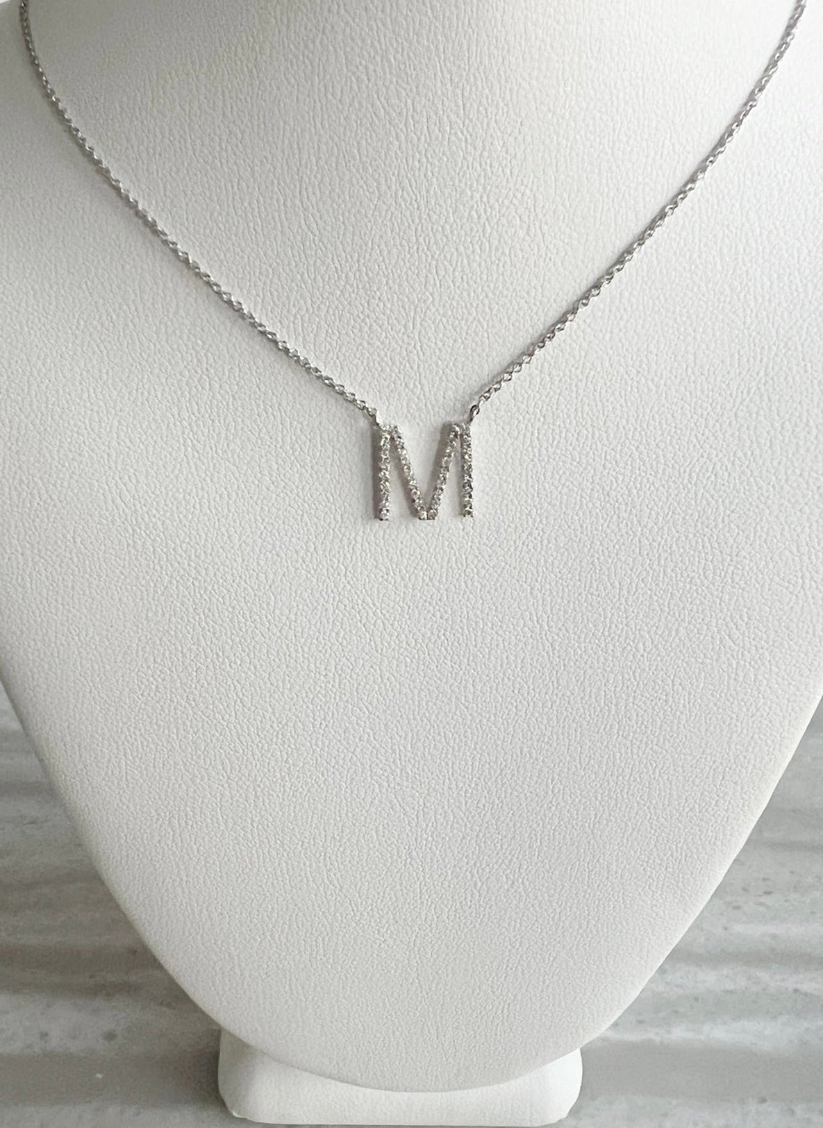 S.Row Designs Diamond M Initial Necklace