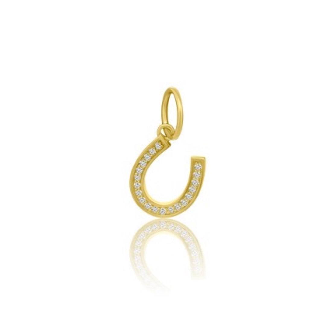 S. Row Designs 14KT Gold Diamond Horseshoe Charm.