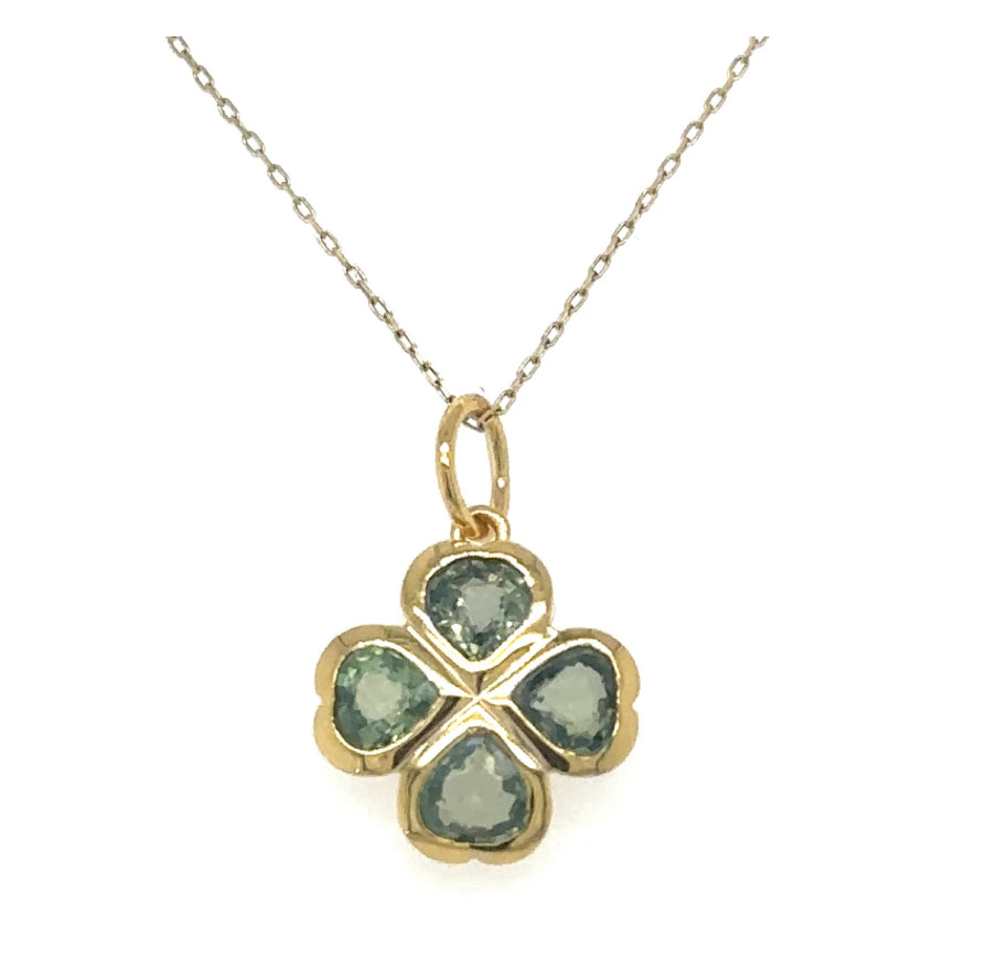 S.Row Designs Green Sapphire Clover Charm