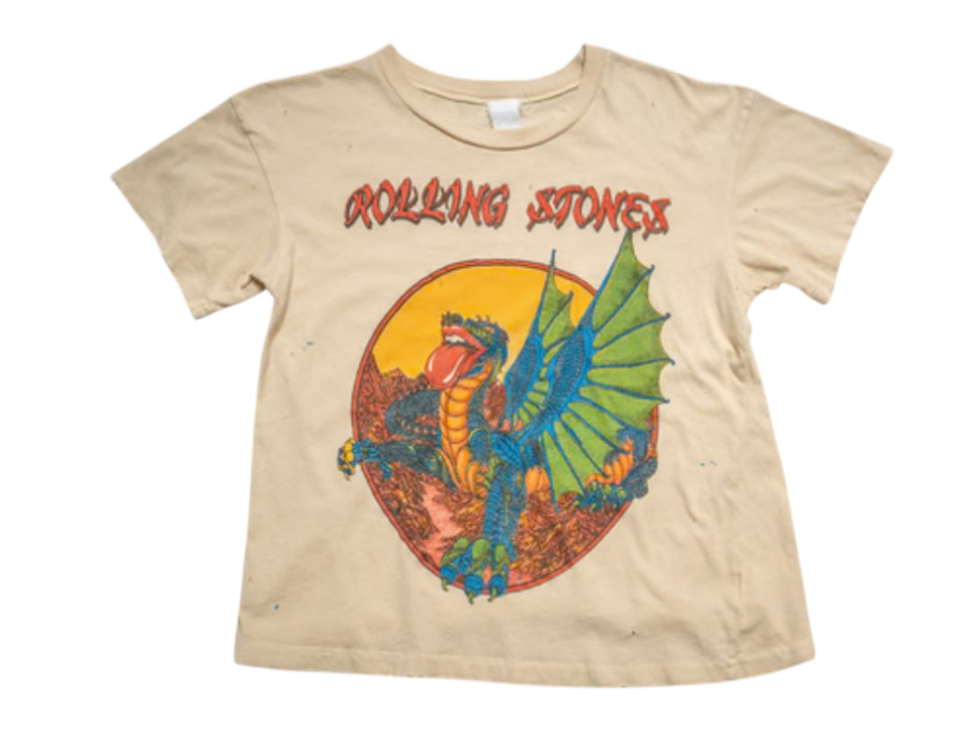 MadeWorn Rolling Stones Crop Tee in Sun Bleach