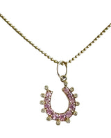 S.Row Designs Pink Sapphire & Diamond Horseshoe Charm