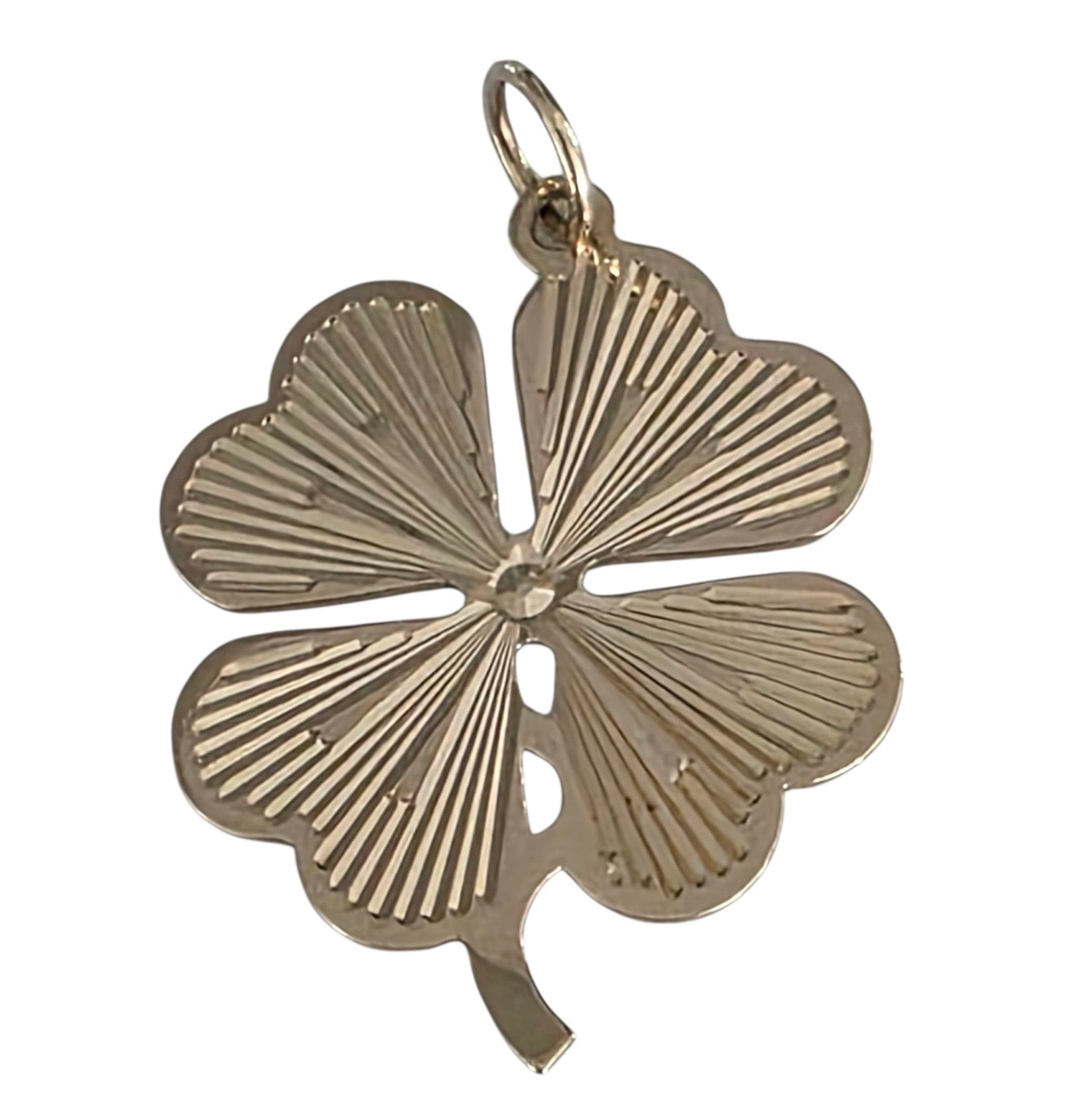 Vintage 14KT Gold Engine Turned Clover Charm