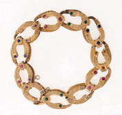 Vintage 14K yellow gold sapphire horseshoe link bracelet