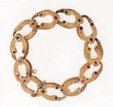 Vintage 14K yellow gold sapphire horseshoe link bracelet
