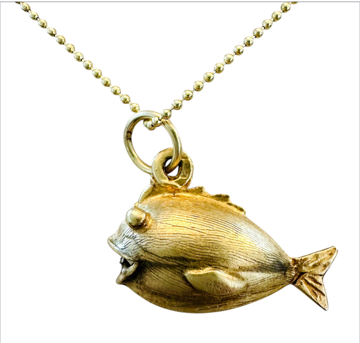 14KT Gold Vintage Puffer Fish Charm