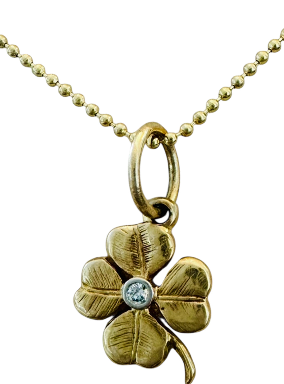 14KT Gold Vintage Diamond Clover Charm