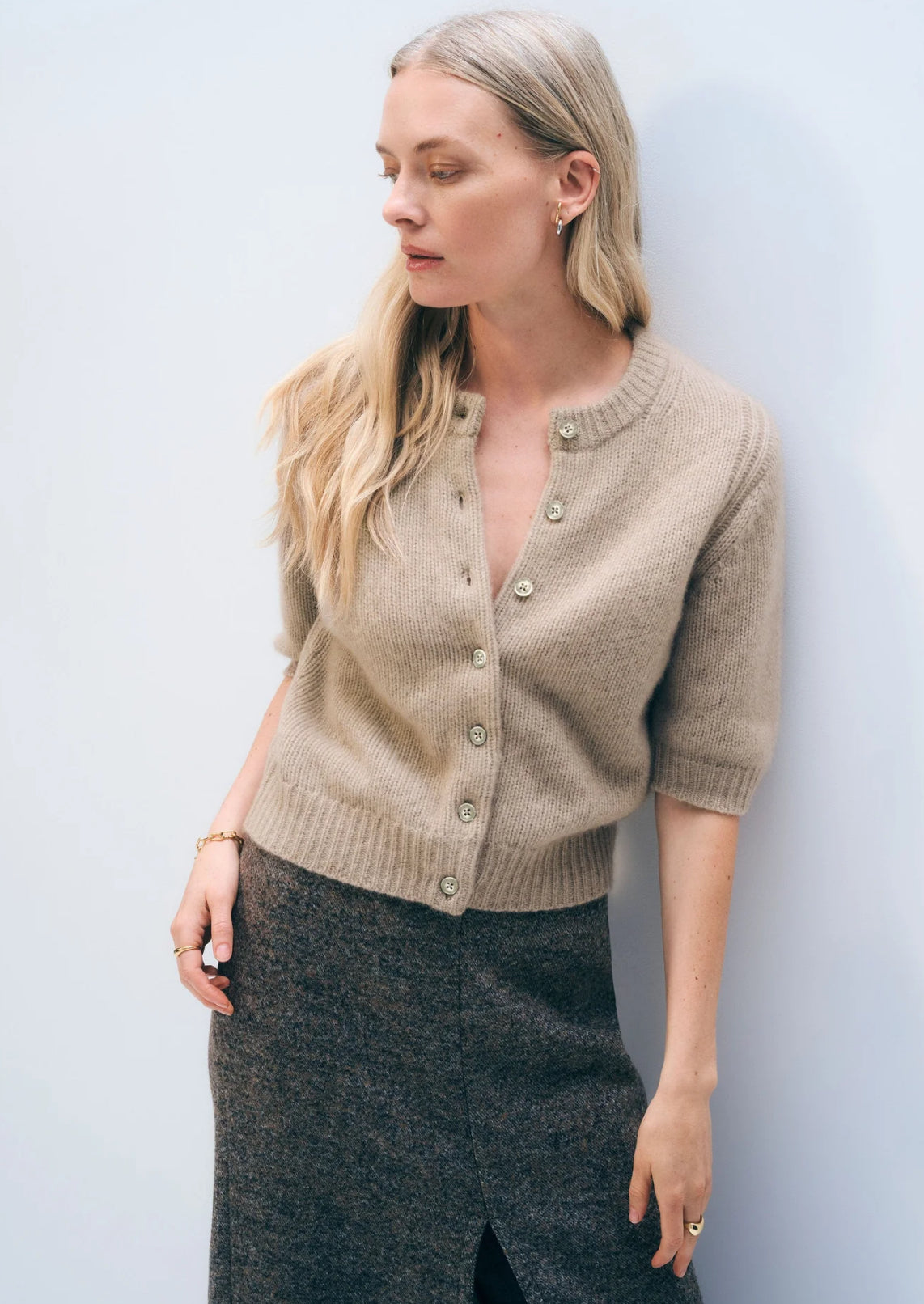 White + Warren Cashmere Elbow Sleeve Cardigan