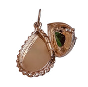Vintage 14KT Gold and Emerald Teardrop Locket Charm