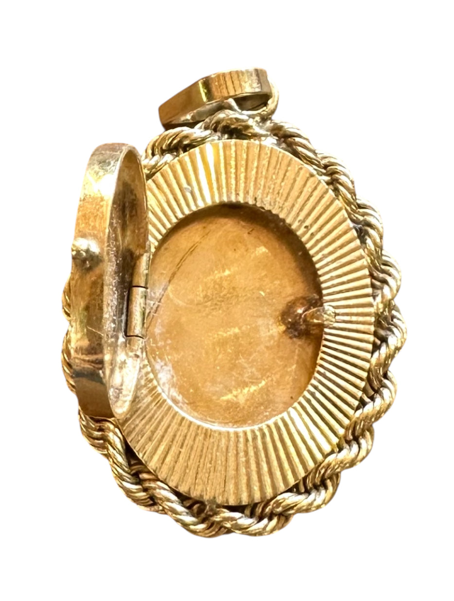 Vintage 14KT Gold Locket Charm with E inscribed