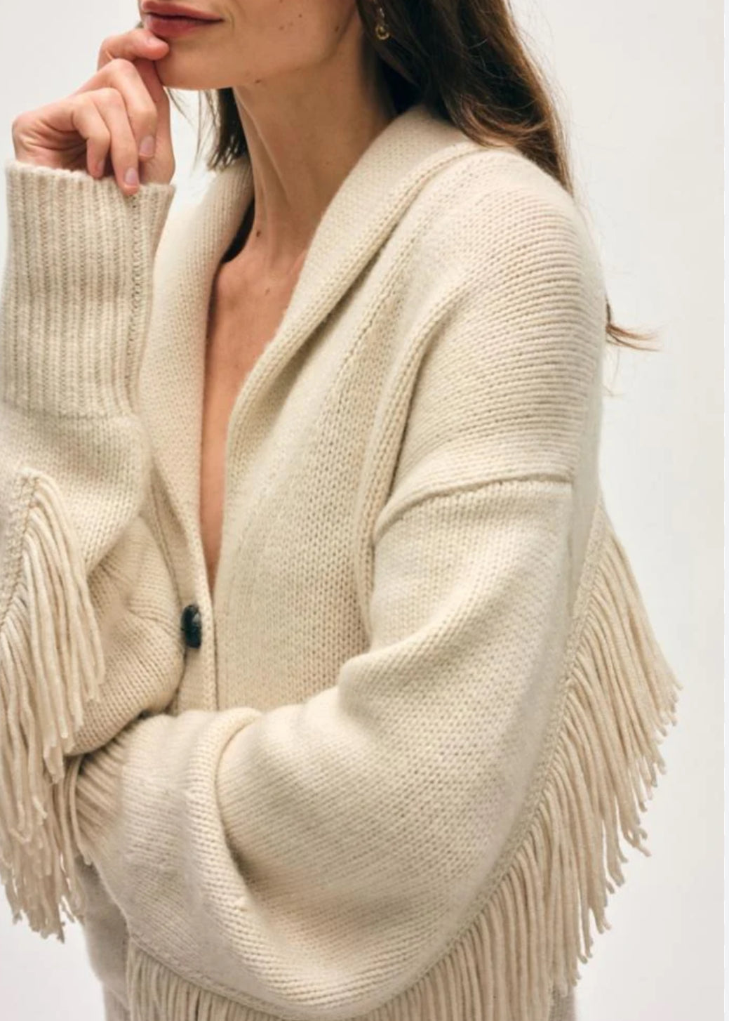 White + Warren Cashmere Blend Luxe Fringe Coatigan