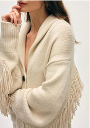 White + Warren Cashmere Blend Luxe Fringe Coatigan