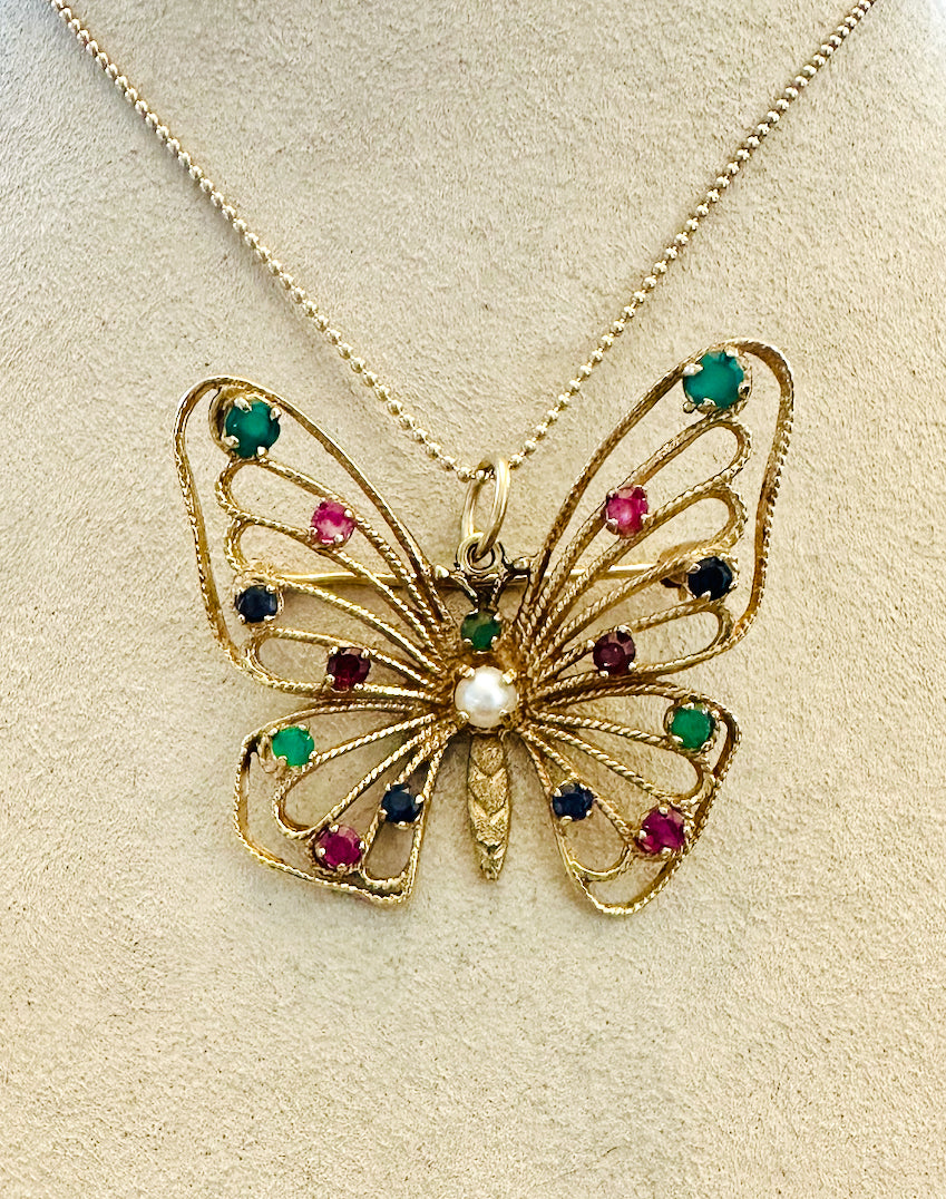 14KT Gold Vintage Butterfly Charm/Pin.