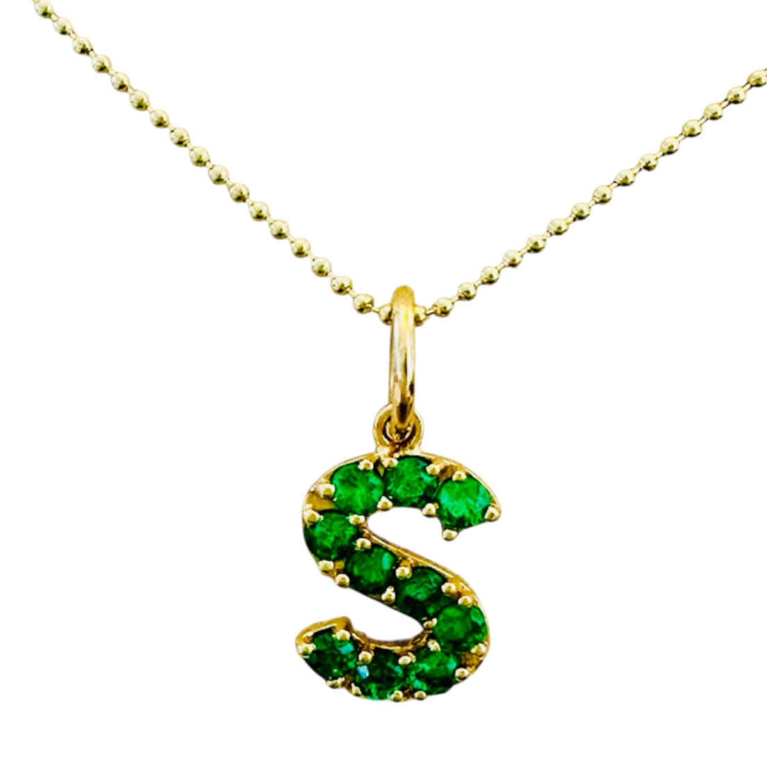 S.Row Designs 14KT Gold Emerald S Charm