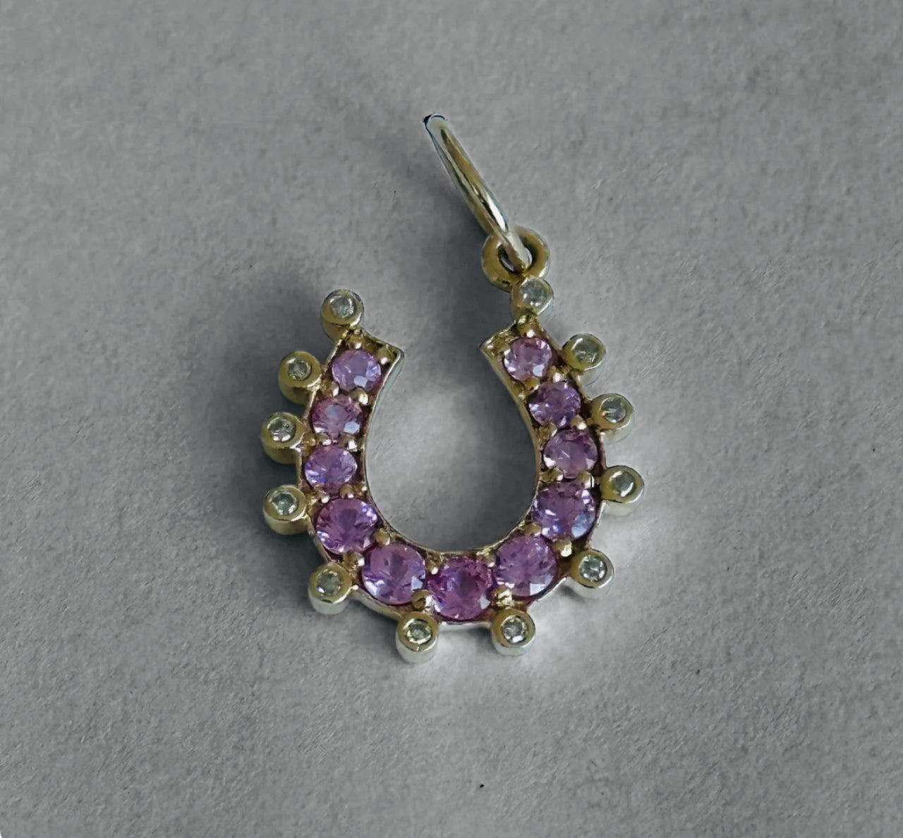 S.Row Designs Pink Sapphire & Diamond Horseshoe Charm