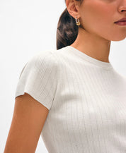 White + Warren Paperfine Pointelle Tee
