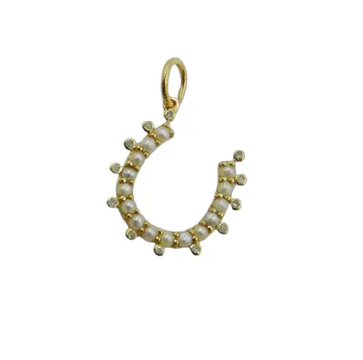 S. Row Designs Gold Pearl Horseshoe Charm