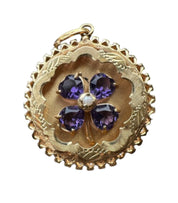 S.Row Designs Amethyst, Pearl 14KT Gold Charm