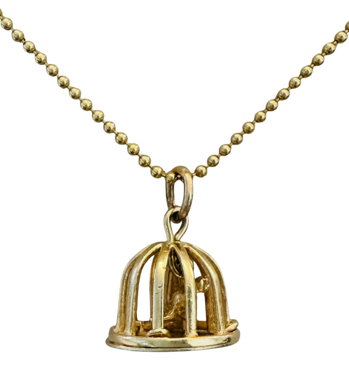 14KT Gold Vintage Bird Cage Charm