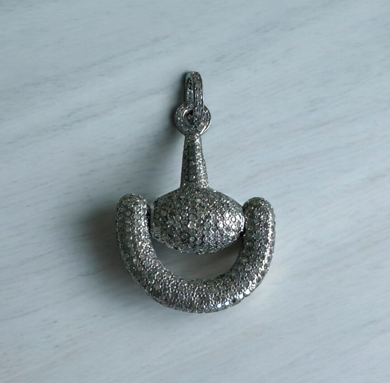 S.Row Designs Silver Pave & Diamond Horse Bit Pendant