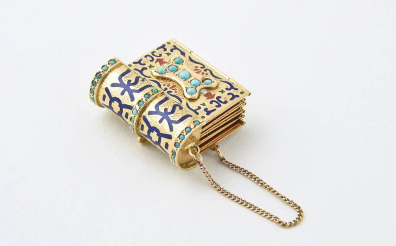 Vintage Victorian Souvenir Book Bracelet with Enamel Detailing