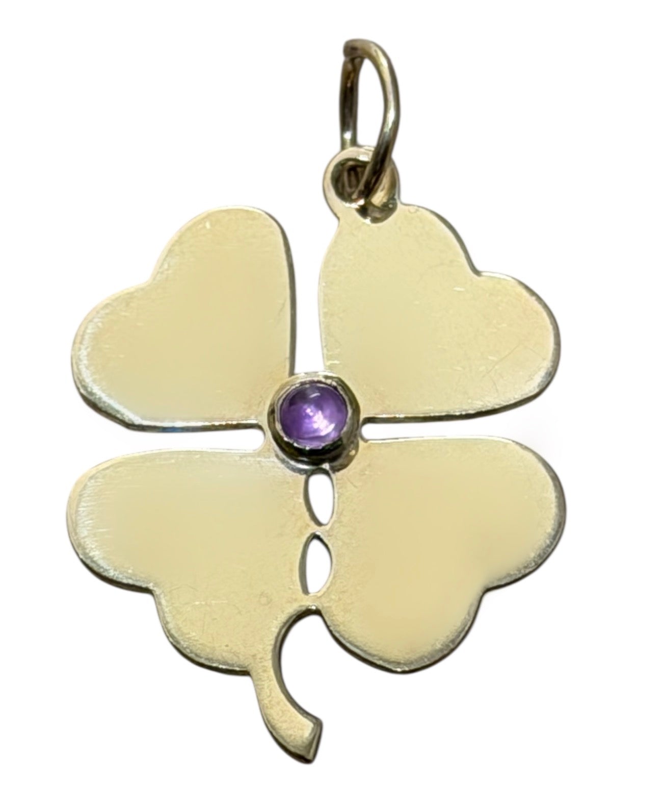 Vintage 14KT Gold & Pink Sapphire Clover