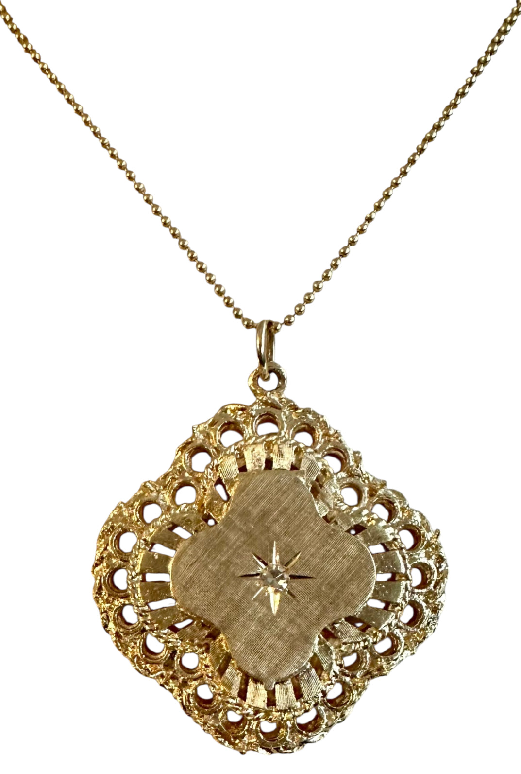 14KT Gold Vintage Clover Locket Charm