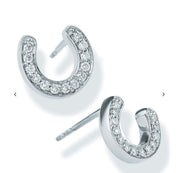 14KT Gold & Diamond Horseshoe Earrings