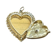 Vintage 14KT Gold Diamond Heart Locket