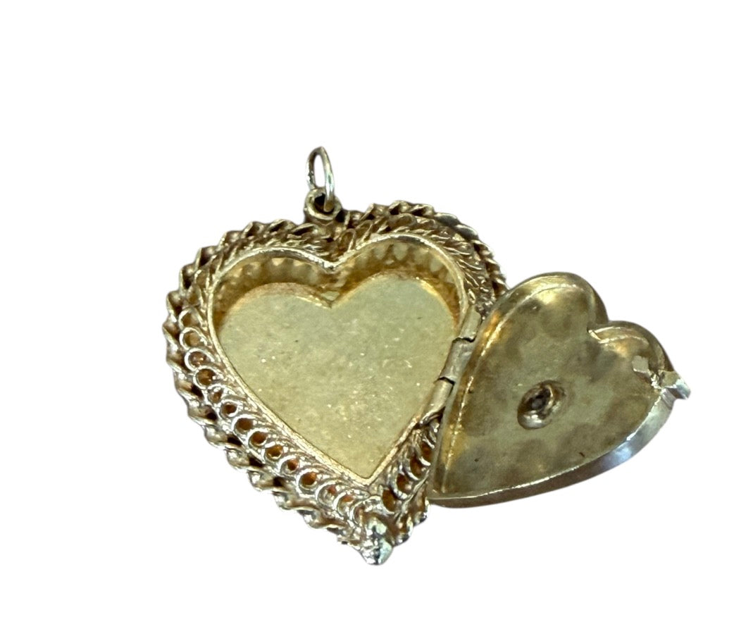 Vintage 14KT Gold & Diamond Heart Locket