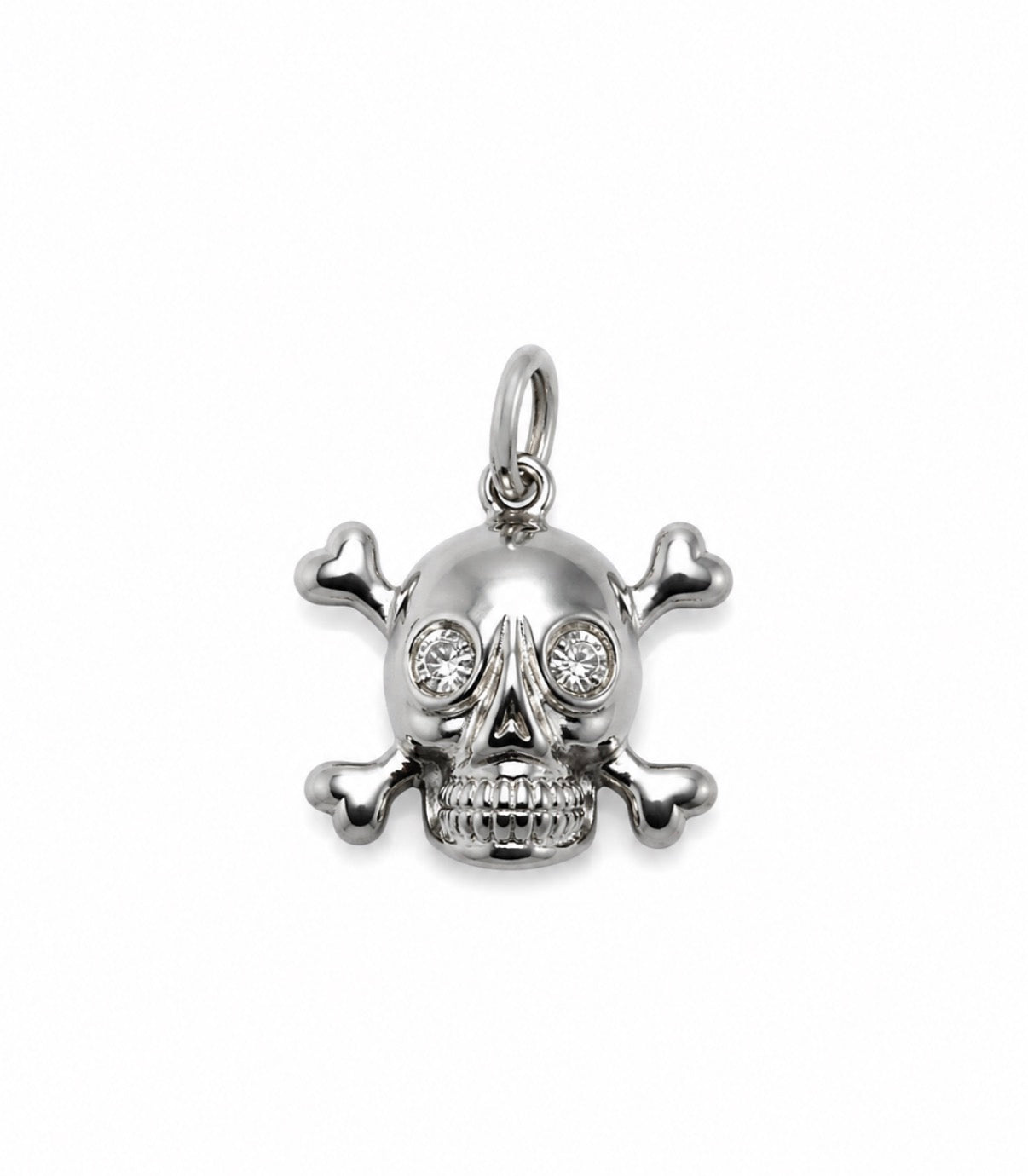 14K White Gold Diamond Skull & Crossbones Charm