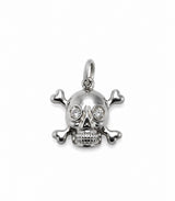 14K White Gold Diamond Skull & Crossbones Charm
