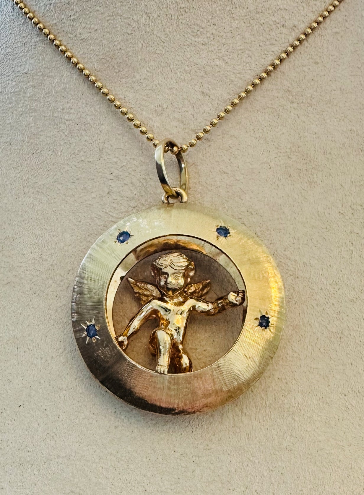 Vintage Angel Charm with Sapphires