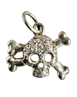 Vintage 14KT White Gold Skull Charm