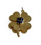 Vintage 14KT Gold Clover Charm with Sapphires