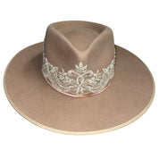 Fab Finds By Sarah Rancher Hat in Dark Beige/Beaded Lace