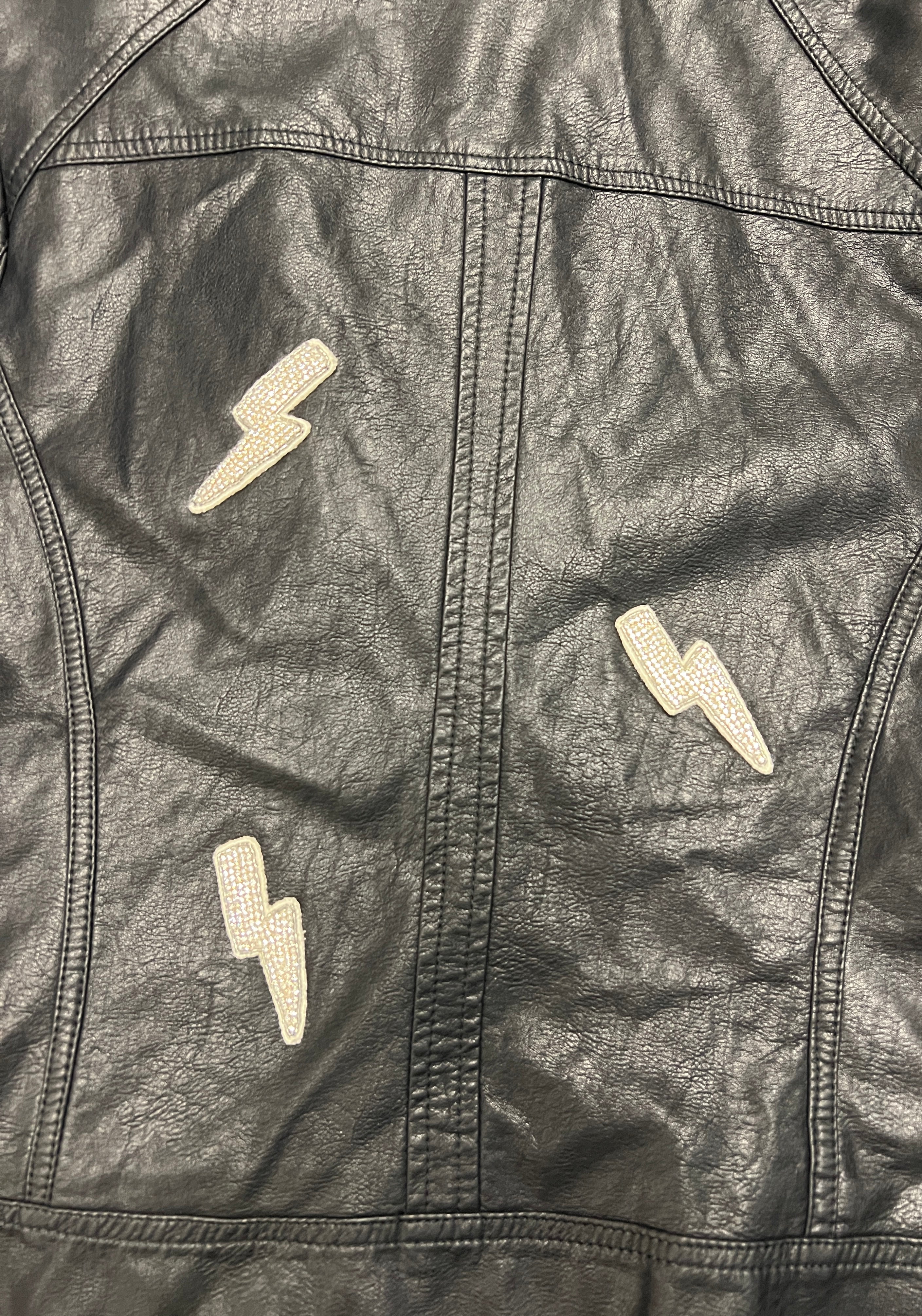 Vegan Leather Lighting Patch Jacket
