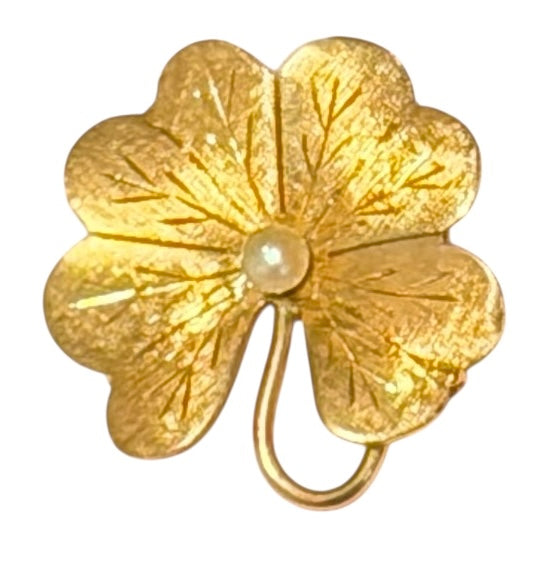 Vintage Lucky Four Leaf Clover Pin and Charm